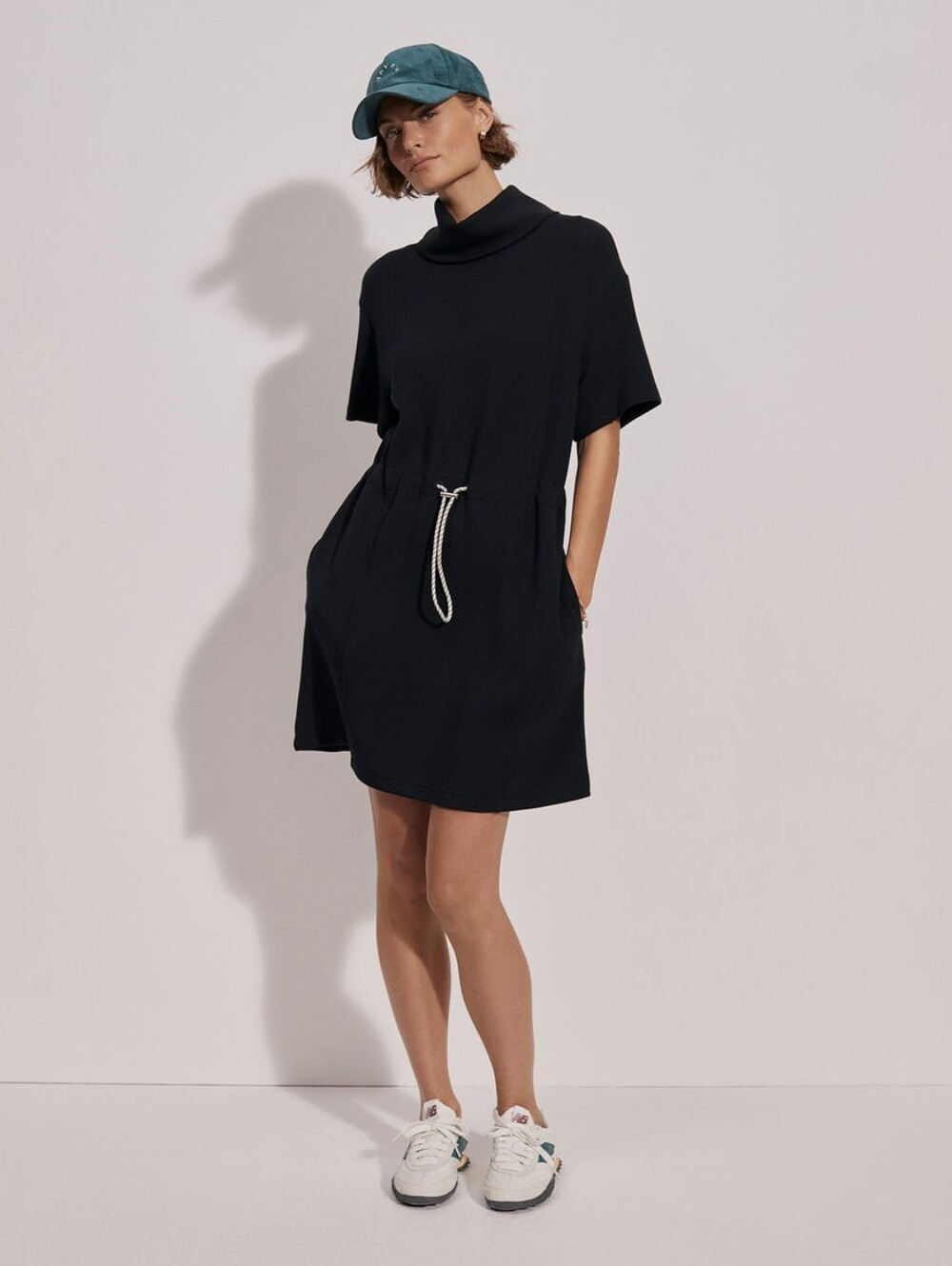 Varley Sophie Dress Black Womens Large Comfort Double Soft Knit Pockets Var01845